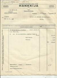 Keskusosuusliike Hankkija 1932  - firmalomake