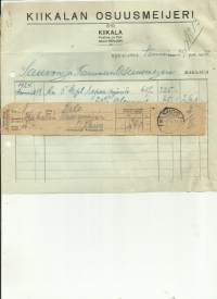 Kiikalan  Osuusmeijeri  1924 Kiikala  - firmalomake