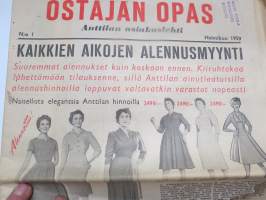 Ostajan opas 1959 helmikuu - Anttila asiakaslehti, kaikkiin talouksiin aikoinaan jaettu postimyynnin mainosjulkaisu