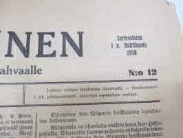 Omahinen - lukemista rajan rahvaalle, 1910 nr 12, ilmestynyt Sortavala 1.4.1910, paikallisia ja valtakunnan uutisia, ilmoituksia