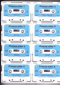 Proosa-aitta - Suomalaisia proosaäänitteitä 8 C-kasetin kokoelma. Suomalaisia novelleja kasettiäänitteinä, 1987. Lukijaäänet alla. Katso sisältö kuvasta.