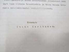 Österbladh-suku - Tullitarkastaja Håkan Österbladhin jälkeläiset sekä Karl Isak Wilhelm Österbladhin ja Hilda Helena Grenmanin esi-isäintaulut henkilötietoineen