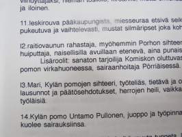 Kikkarapomo - näytelmä Kylästä, kirjoittanut Esko Laiho, (ilmeisesti) julkaisematon käsikirjoitus