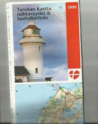 Tanskan kartta nähtävyydet &amp; lauttaluettelo 1999   kartta