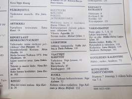 Kotiliesi 1976 nr 6, 15.3.1976, Turun vaatteet ja aatteet - Turku-erikoisnumero, Onko vaimo vaikuttaja, Varo palavaa tekstiiliä, Suomalaiselämää Keniassa, ym.
