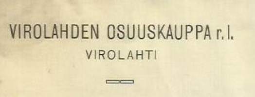 Virolahden Osuuskauppa rl Virolahti 1921 - firmalomake