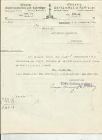 Wiipurin Sähkölaitos ja Raitiotie  1925 - firmalomake
