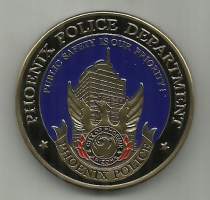 Phoenix Police  challenge coin / haastekolikko 40 mm pillerissä  pronssin värinen 40 mm