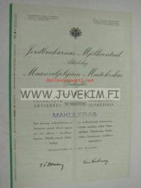 Jordbrukarnas Mjölkcentral Ab Maanviljelijöiden Maitokeskus Oy, Helsinki 1951, 10 000 mk -osakekirja