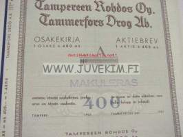 Tampereen Rohdos Oy, Tampere 1951, 400 mk -osakekirja