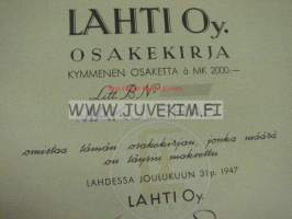 Lahti Oy, Lahti 1947, 2 000 mk -osakekirja