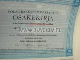 Polar Rakennusosakeyhtiö, Helsinki 1988, 500 mk -osakekirja