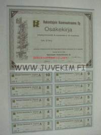 Rakentajain Konevuokraamo Oy, Helsinki 1988, 500 mk -osakekirja
