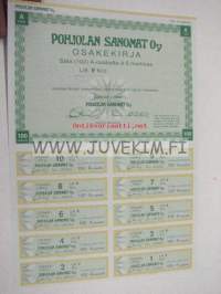 Pohjolan Sanomat Oy, Kemi 1990, 500 mk -osakekirja