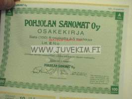 Pohjolan Sanomat Oy, Kemi 1990, 500 mk -osakekirja