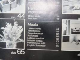 Avotakka 1970 nr 12, Kansikuva Kristian Runeberg, Eero Aarnio - vanha talo uusi sisus - arkkitehdin koti, Vekarat ja kankaat, Kupiikki tilaelementtitalo, Mökin joulu