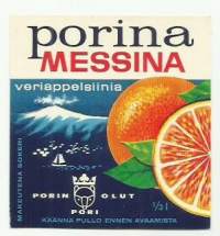 Porina Messina veriappelsiini  -  juomaetiketti