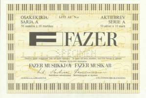 Fazer Musiikki Oy   1989 osakekirja  specimen