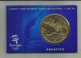 Australia 5 Dollars 2000 Sidney  Olympic  kotelossa / Aquatics  Uinti