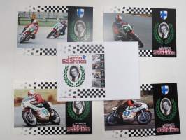 Jarno Saarinen - The Flying Finn -postikorttisarja 4 kpl kortteja + kuori / post card 4 pcs + envelope with print