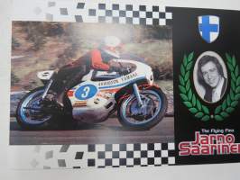 Jarno Saarinen - The Flying Finn -postikorttisarja 4 kpl kortteja + kuori / post card 4 pcs + envelope with print