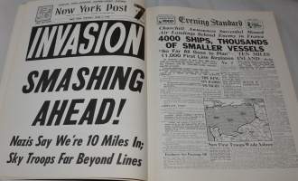 Great front pages D-Day to victory 1944-1945.  englanilaisten ja Amerikkalaisetn lehtien etusivuja Normandiasta sodan loppuun euroopassa.