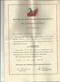 Pöytyän ym kuntain Palovakuutusyhtiö palovakuutuskirja 1957 - vakuutuskirja
