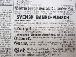 Åbo Underrättelser, torsdagen den 27 Februari 1862, Gaslysnings-aktiebolaget, Maskerad i f.d. Borgerliga klubbinrättningslokal, runsaasti uutisia ja ilmoituksia