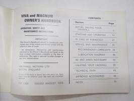 Vauxhall Viva &amp; Magnum 1974 handbook -käyttöohjekirja, englanninkielinen