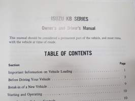 Isuzu Light Truck KB series 1981 -owner´s manual käyttöohjekirja englanniksi