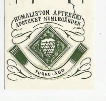 Humaliston Apteekki   , resepti  signatuuri   1953