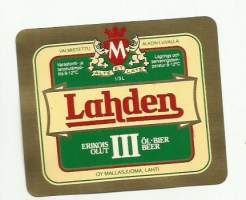 Lahden Erikois  III olut -  olutetiketti