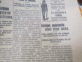 Työväenjärjestöjen Tiedonantaja 1928 nr 92, 20.4.1928, Ohrana jatkaa työläis-ajojahtiaan, Nokian lakko - Edla Kulonen ja Paavo Rättäri pettäneet työtoverinsa... ym.