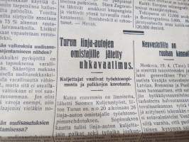 Työväenjärjestöjen Tiedonantaja 1928 nr 92, 20.4.1928, Ohrana jatkaa työläis-ajojahtiaan, Nokian lakko - Edla Kulonen ja Paavo Rättäri pettäneet työtoverinsa... ym.