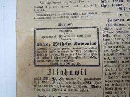 Sanomia Turusta 1876 nr 19, ilmestynyt 7.3.1876, Sananen wankeuslaitoksista, Puukoitus Masku Juwan Rustholli, Apu-Opettaja Forssan Tehtaan kouluuun, 1876 Näyttely