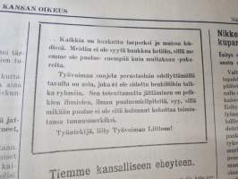 Kansan Oikeus - Vapautta - Leipää - Työtä 1940 näytenumero, 13.12.1940, äärioikeistolainen lehti, päätoimittaja Olavi Suvela, Työvoiman Liitto yhdistyksen lehti