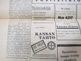 Kansan Oikeus - Vapautta - Leipää - Työtä 1940 näytenumero, 13.12.1940, äärioikeistolainen lehti, päätoimittaja Olavi Suvela, Työvoiman Liitto yhdistyksen lehti