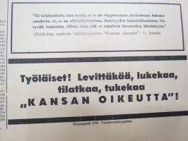 Kansan Oikeus - Vapautta - Leipää - Työtä 1940 näytenumero, 13.12.1940, äärioikeistolainen lehti, päätoimittaja Olavi Suvela, Työvoiman Liitto yhdistyksen lehti