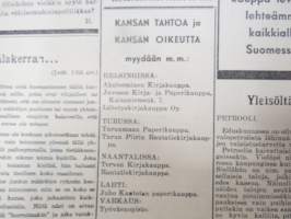 Kansan Oikeus - Vapautta - Leipää - Työtä 1940 näytenumero, 13.12.1940, äärioikeistolainen lehti, päätoimittaja Olavi Suvela, Työvoiman Liitto yhdistyksen lehti