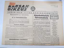 Kansan Oikeus - Vapautta - Leipää - Työtä 1940 näytenumero, 13.12.1940, äärioikeistolainen lehti, päätoimittaja Olavi Suvela - Tämä kappale tullut Asa Radio Oy:lle!