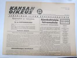 Kansan Oikeus - Vapautta - Leipää - Työtä 1940 näytenumero, 13.12.1940, äärioikeistolainen lehti, päätoimittaja Olavi Suvela, Työvoiman Liitto yhdistyksen lehti