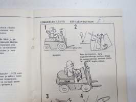 TCM (Toyo Umpanki Co.) Haarukkatrukit 1000-2000 kg tyyppimerkinnät FG 1011, FG 1411, FG 15, FG 2011 -käyttöohjekirja