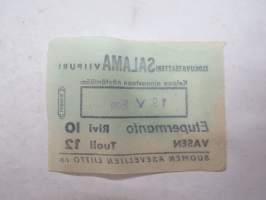 Elokuvateatteri Salama, Viipuri (Suomen Aseveljien Liitto ry) 19.5.1943 -pääsylippu / -entrance ticket