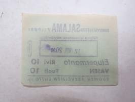 Elokuvateatteri Salama, Viipuri (Suomen Aseveljien Liitto ry) 17.8.1943 -pääsylippu / -entrance ticket