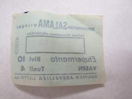 Elokuvateatteri Salama, Viipuri (Suomen Aseveljien Liitto ry) 21.7.1943 -pääsylippu / -entrance ticket