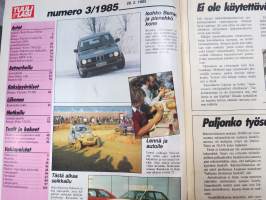 Tuulilasi 1985 nr 3, Rolls-Royce silver Spirit, Corolla FX, Lentäen autolomalle, Hyppy ohittajan alle, Volvo 740 GLE kestotesti, VII Pariisi-Dakar, Ruostesuojatesti