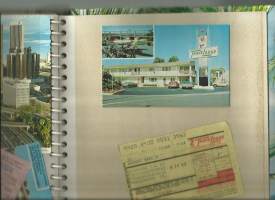 Postikortti  matkakertomus 1983 Amerika n 35 postikorttia selostuksineen  lentolippuja
