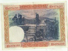 Espania 100  Pesetaa 1925 sarja E - seteli