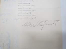 Isänmaa -sanoitus, koneella kirjoitettu teksti, allekirjoitus &quot;Antero Kajanto&quot;