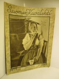 Suomen Kuvalehti 1925 / 7 - Kansikuva Kahvia juova tyttö. Presidentin linna artikkeli